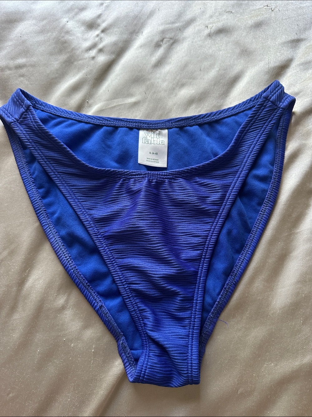 Wild Fable Blue Textured High-Cut Bikini Bottoms